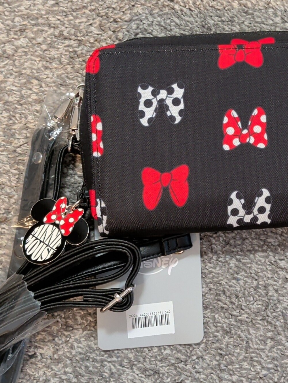 Disney Black Wallet with Red and White Bow Pattern